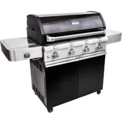 Saber Grills Cast Black 670 40-Inch 4-Burner Freestanding Infrared Propane Gas Grill With Single Ring Side Burner -Kitchen BBQ Sale Saber Grills Cast Black 670 4 Burner Freestanding Gas Grill R67CC1117 Side View