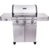 Saber Grills Cast Stainless 500 32-Inch 3-Burner Freestanding Infrared Propane Gas Grill With Single Ring Side Burner