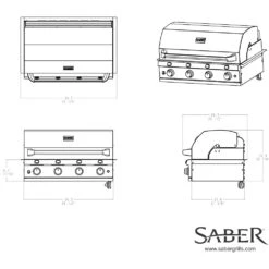 Saber Grills Stainless 670 40-Inch 4-Burner Built-In Infrared Natural Gas Grill -Kitchen BBQ Sale Saber Grills Stainless 670 40 Inch 4 Burner Built In Infrared Natural Gas Grill Spec Sheet Line Drawing