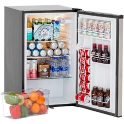 Summerset Grills 21-Inch 4.5 Cu. Ft. Capacity Stainless Steel Refrigerator With Locking Door & Towel Bar Handle - Right Hinge -Kitchen BBQ Sale Summerset Grills SSRFR 21D 21 Inch 4 5 Cu Ft Capacity Stainless Steel Refrigerator with Locking Door Towel Bar Handle Right Hinge Side View Stocked