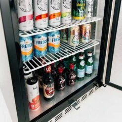 Summerset Grills 24-Inch 5.3 Cu. Ft. Capacity Outdoor Rated Refrigerator With Locking Door & Towel Bar Handle - Right Hinge -Kitchen BBQ Sale Summerset Grills SSRFR 24S 24 Inch 5 3 Cu Ft Capacity Stainless Steel Outdoor Rated Refrigerator with Locking Door Towel Bar Handle Right Hinge Bottom Shelf Detail