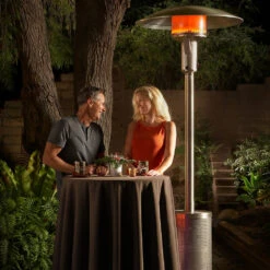 Sunglo 40,000 BTU Propane Gas Portable Patio Heater - Black -Kitchen BBQ Sale Sunglo 40000 BTU Propane Gas Portable Patio Heater Black A270BK Lifestyle Couple