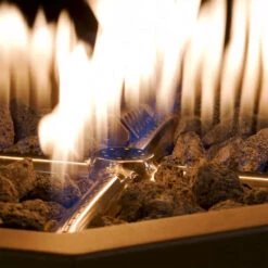 Ukiah Tailgater II 15-Inch 48,000 BTU Battery-Powered Propane Gas Square Portable Fire Pit With 2.1 Bluetooth Speaker - Black -Kitchen BBQ Sale Ukiah Tailgater II 15 Inch 50000 BTU Battery Powered Propane Gas Square Portable Fire Pit with 2 1 Bluetooth Speaker Black Burner Close Up