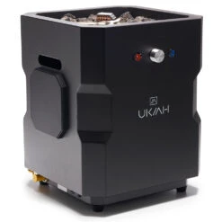 Ukiah Tailgater II 15-Inch 48,000 BTU Battery-Powered Propane Gas Square Portable Fire Pit With 2.1 Bluetooth Speaker - Black -Kitchen BBQ Sale Ukiah Tailgater II 15 Inch 50000 BTU Battery Powered Propane Gas Square Portable Fire Pit with 2 1 Bluetooth Speaker Black Side View