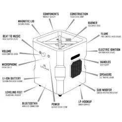 Ukiah Tailgater II 15-Inch 48,000 BTU Battery-Powered Propane Gas Square Portable Fire Pit With 2.1 Bluetooth Speaker - Black -Kitchen BBQ Sale Ukiah Tailgater II 15 Inch 50000 BTU Battery Powered Propane Gas Square Portable Fire Pit with 2 1 Bluetooth Speaker Black Spec Sheet