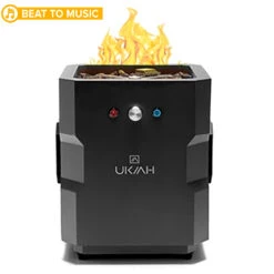 Ukiah Tailgater II 15-Inch 48,000 BTU Battery-Powered Propane Gas Square Portable Fire Pit With 2.1 Bluetooth Speaker - Black