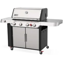Weber Grills Genesis S-435 Natural Gas Grill With Sear Burner & Side Burner - Stainless Steel -Kitchen BBQ Sale Weber GENESIS 36400001 S 435 Propane Gas Grill with Sear Burner Side Burner Stainless Steel angle view 2