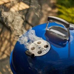 Weber Grills Master Touch 22-Inch Charcoal Grill With Gourmet BBQ System Cooking Grate - Deep Ocean Blue 17 Weber Grills Master Touch 22-Inch Charcoal Grill With Gourmet BBQ System Cooking Grate - Deep Ocean Blue -Kitchen BBQ Sale Weber Grills Master Touch 22 Inch Charcoal Grill Deep Ocean Blue 14516001 Vent Top Smoke Lifestyle