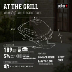 Weber Grills Q 1400 Portable Electric Grill - Dark Gray 14 Weber Grills Q 1400 Portable Electric Grill - Dark Gray -Kitchen BBQ Sale Weber Grills Q 1400 Portable Electric Grill Dark Gray 52020001 Spec Data