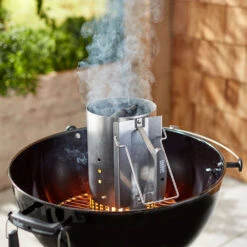 Weber Grills RapidFire Aluminized Steel Charcoal Chimney -Kitchen BBQ Sale Weber Grills RapidFire Aluminized Steel Charcoal Chimney 7416 Lifestyle Fire