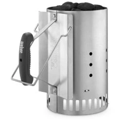 Weber Grills RapidFire Aluminized Steel Charcoal Chimney -Kitchen BBQ Sale Weber Grills RapidFire Aluminized Steel Charcoal Chimney 7416 Side View