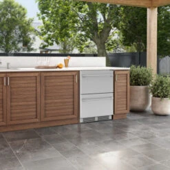 Zephyr Presrv 24-Inch 5.1 Cu. Ft. Outdoor Rated Dual Drawer Compact Stainless Steel Refrigerator -Kitchen BBQ Sale Zephyr Presrv 24 Inch 5 1 Cu Ft Outdoor Rated Dual Drawer Compact Stainless Steel Refrigerator PRRD24C2AS OD LifestyleAngle