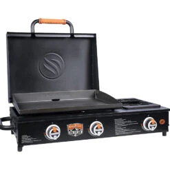 Blackstone Griddle On The Go 22-Inch 2-Burner Tabletop Propane Gas Commercial Style Flat Top Griddle Rangetop Combo With Hood