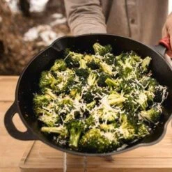 Camp Chef 12-Inch Pre-Seasoned Cast Iron Skillet -Kitchen BBQ Sale parmasan broccoli 2 reciepe